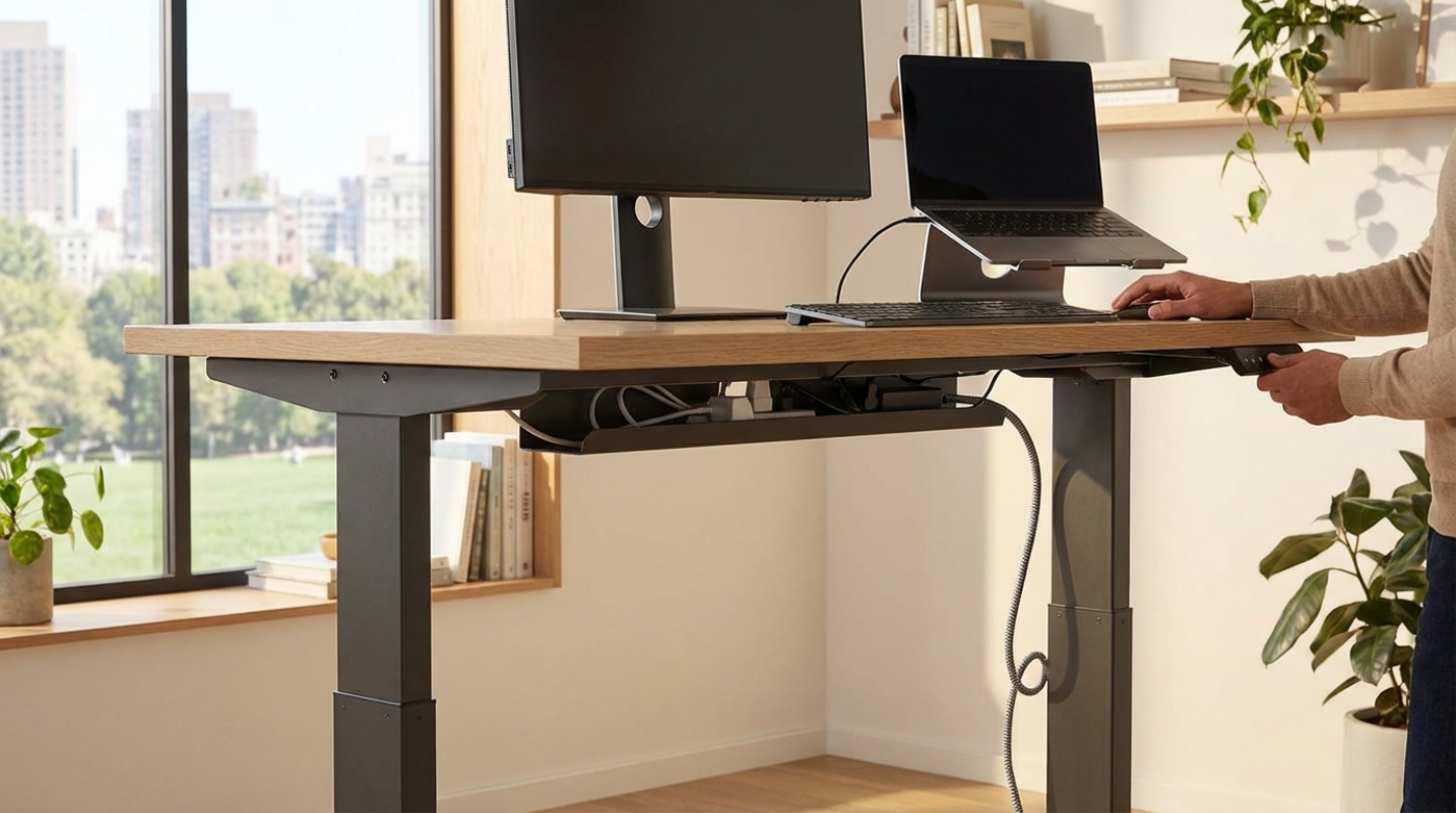 Adjustable Standing Desks with Built-In Cable Management 